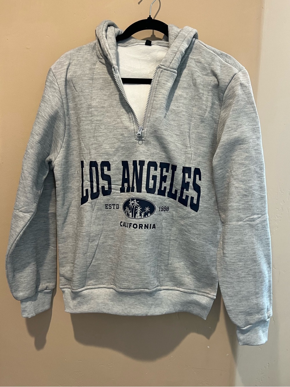 Los Angeles Gray Half-Zip Hoodie Sweatshirt